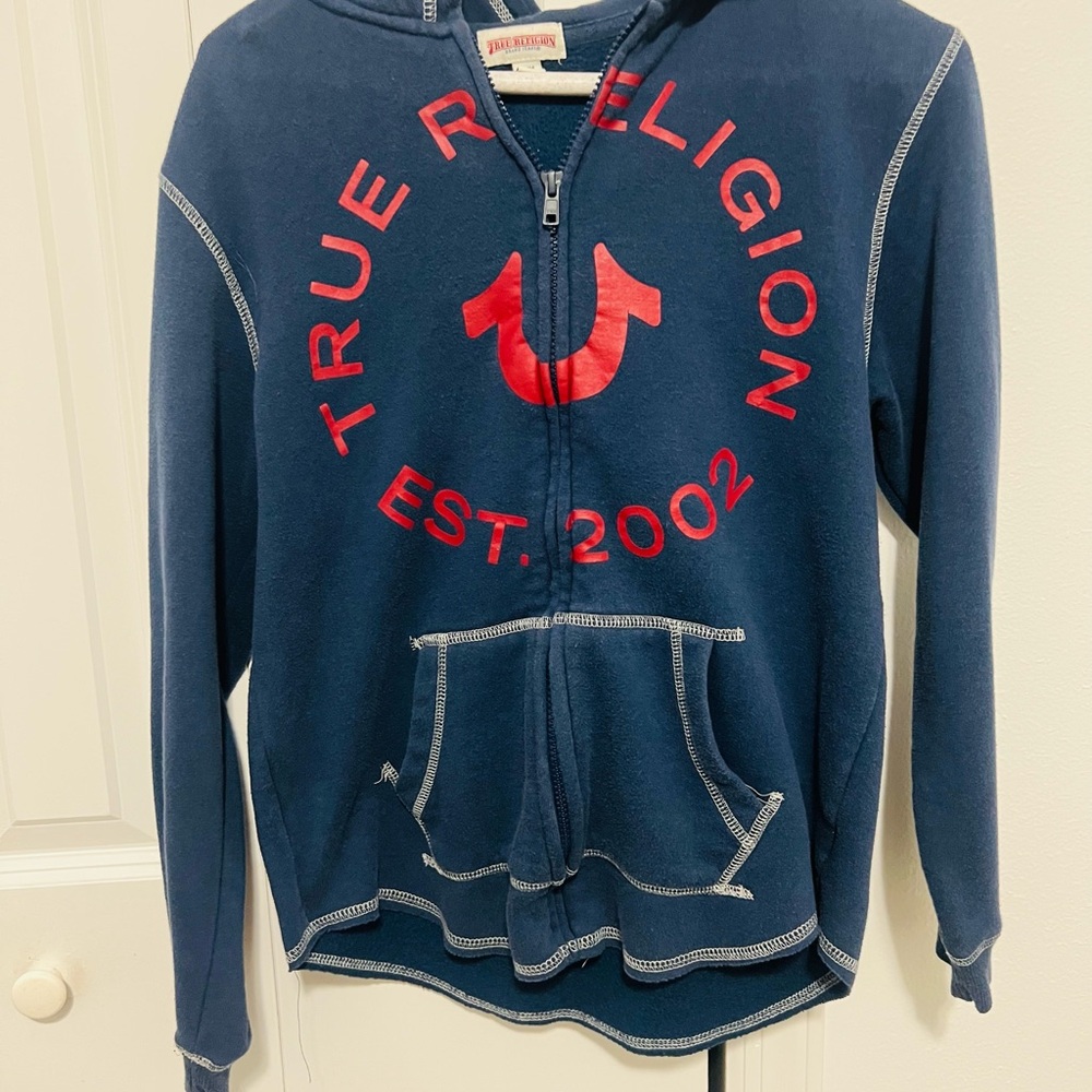 True Religion Navy Jacket with Red Accents